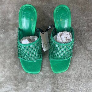 Zara Mesh Rhinestone Green‎ Heels